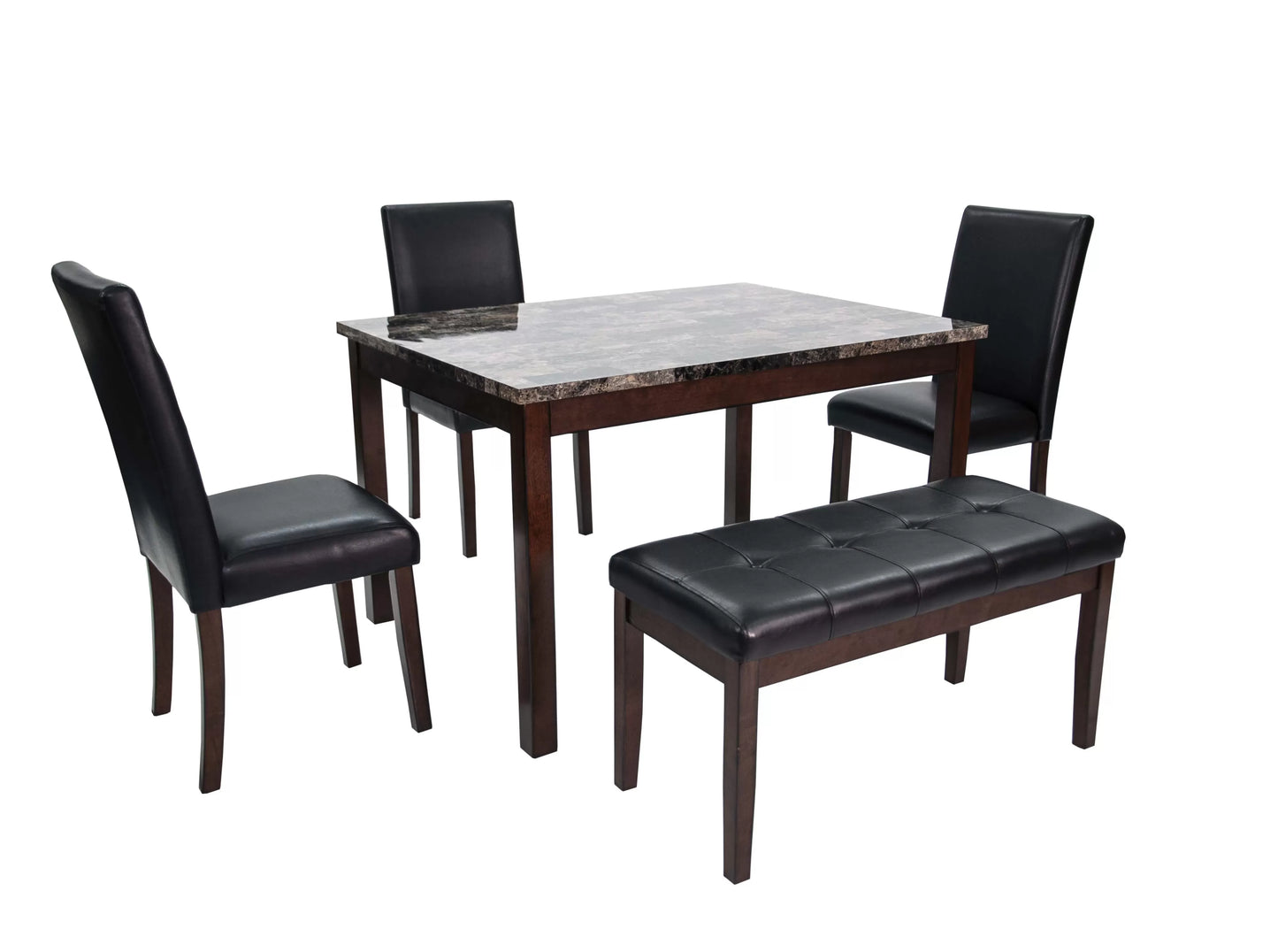 5-Pcs Dining Set (Table + 3 Chairs +Bench)
