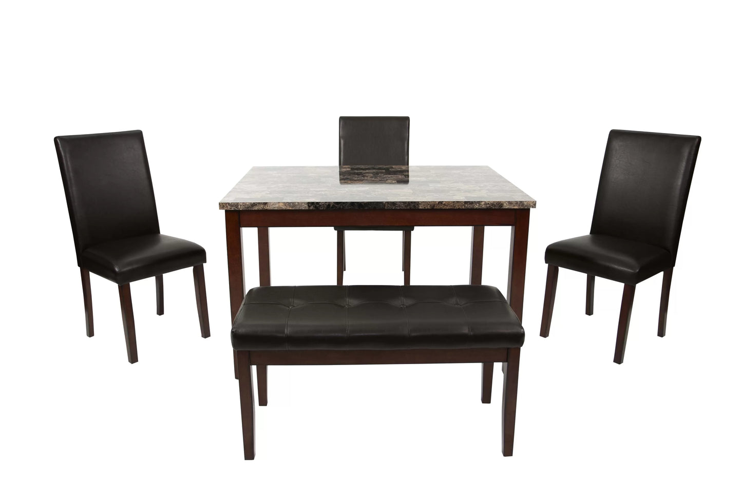 5-Pcs Dining Set (Table + 3 Chairs +Bench)