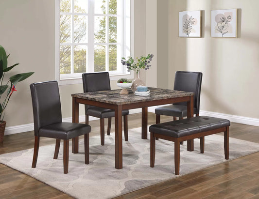5-Pcs Dining Set (Table + 3 Chairs +Bench)