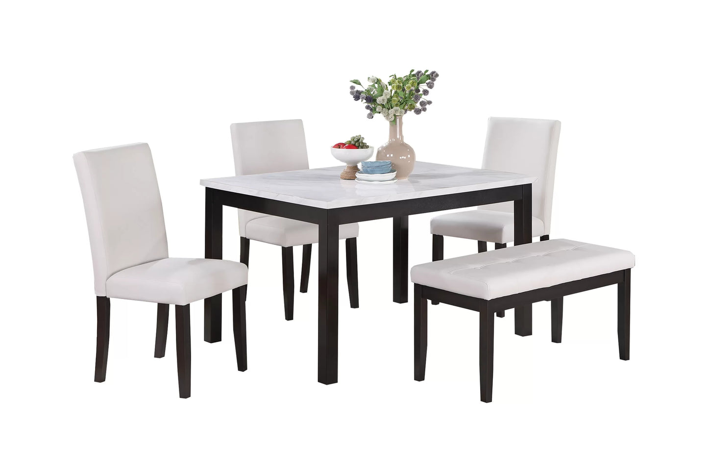 5-Pcs Dining Set (Table + 3 Chairs +Bench)