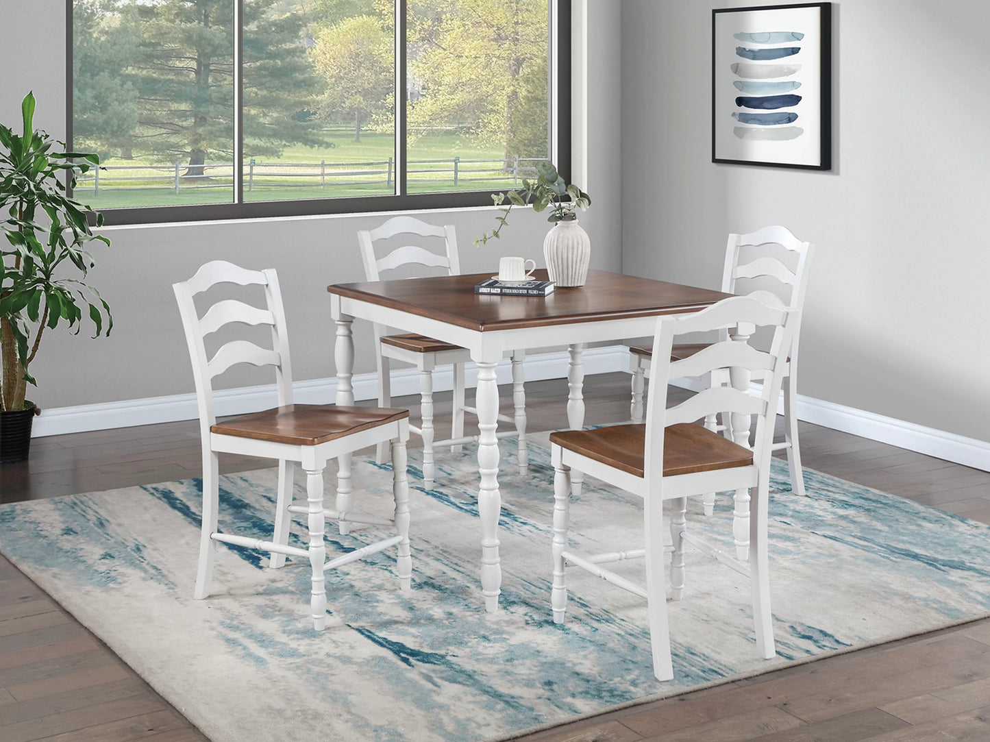 5-Pcs Counter Height Dining Set (Table + 4 Chairs)