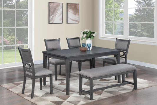 6-Pcs Dining Set Table + 4 Chairs + Bench)