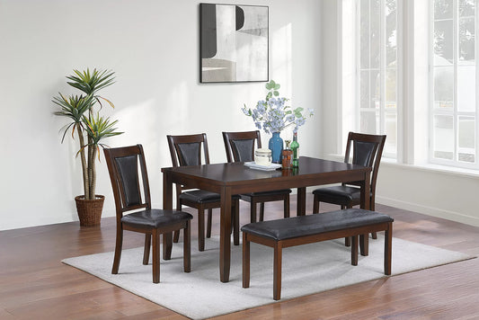 6-Pcs Dining Set Table + 4 Chairs + Bench