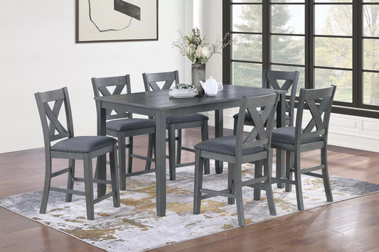 7-Piece Counter Height Dining Set (Table + 6 Chairs)