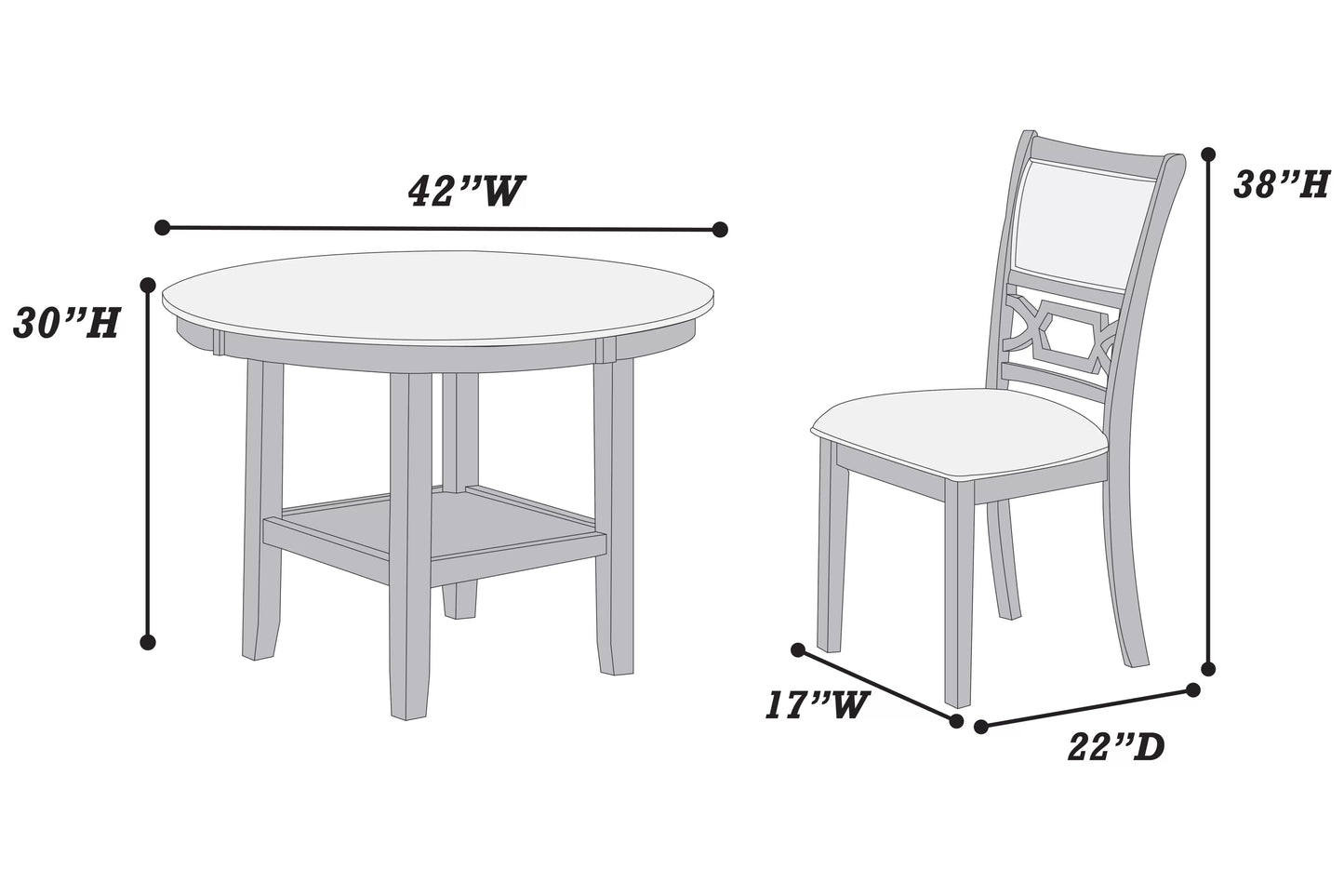 5-Pcs Dining Set (Table) + 4 Chairs
