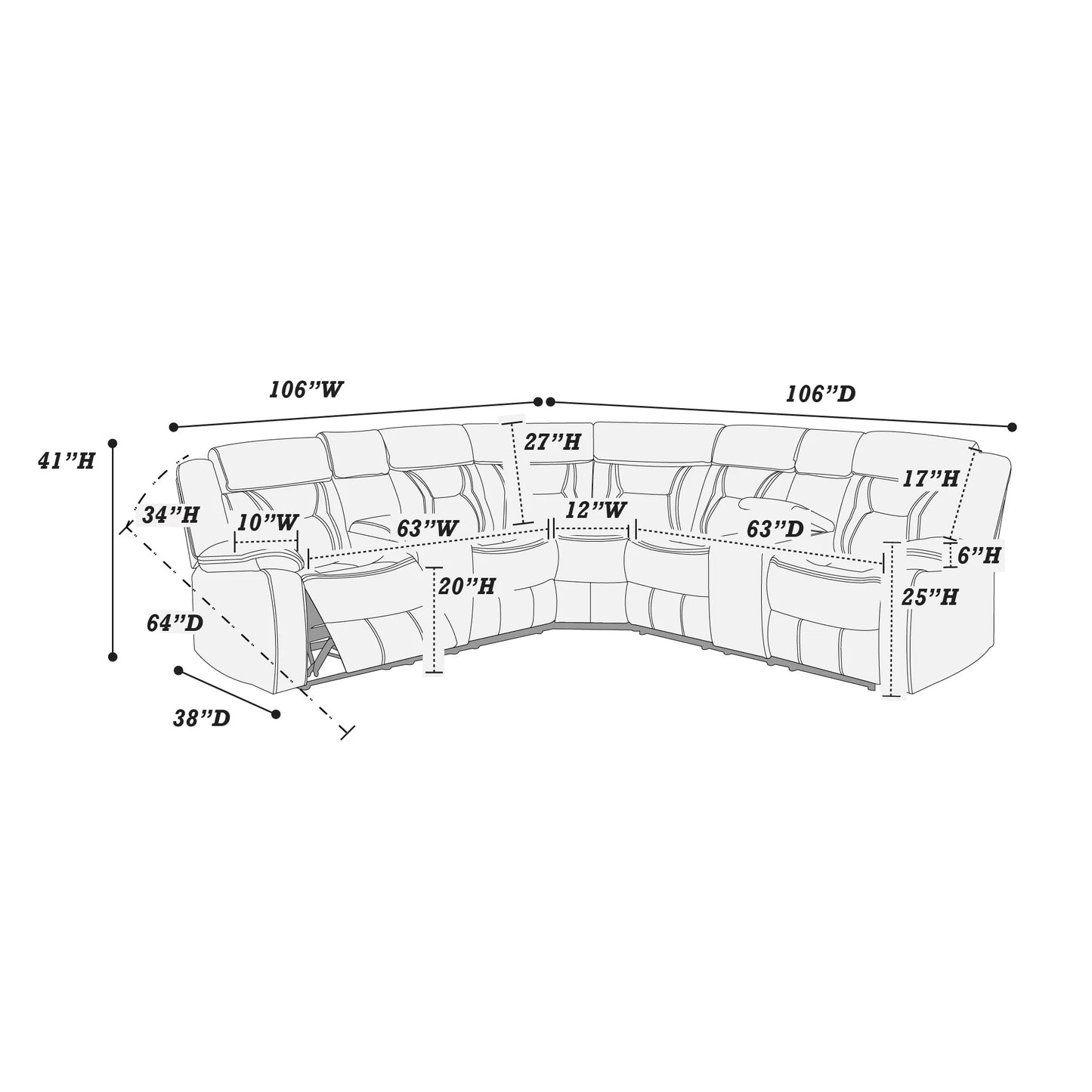 Motion Sectional, Dark Brown, Gray, Gel Leatherette