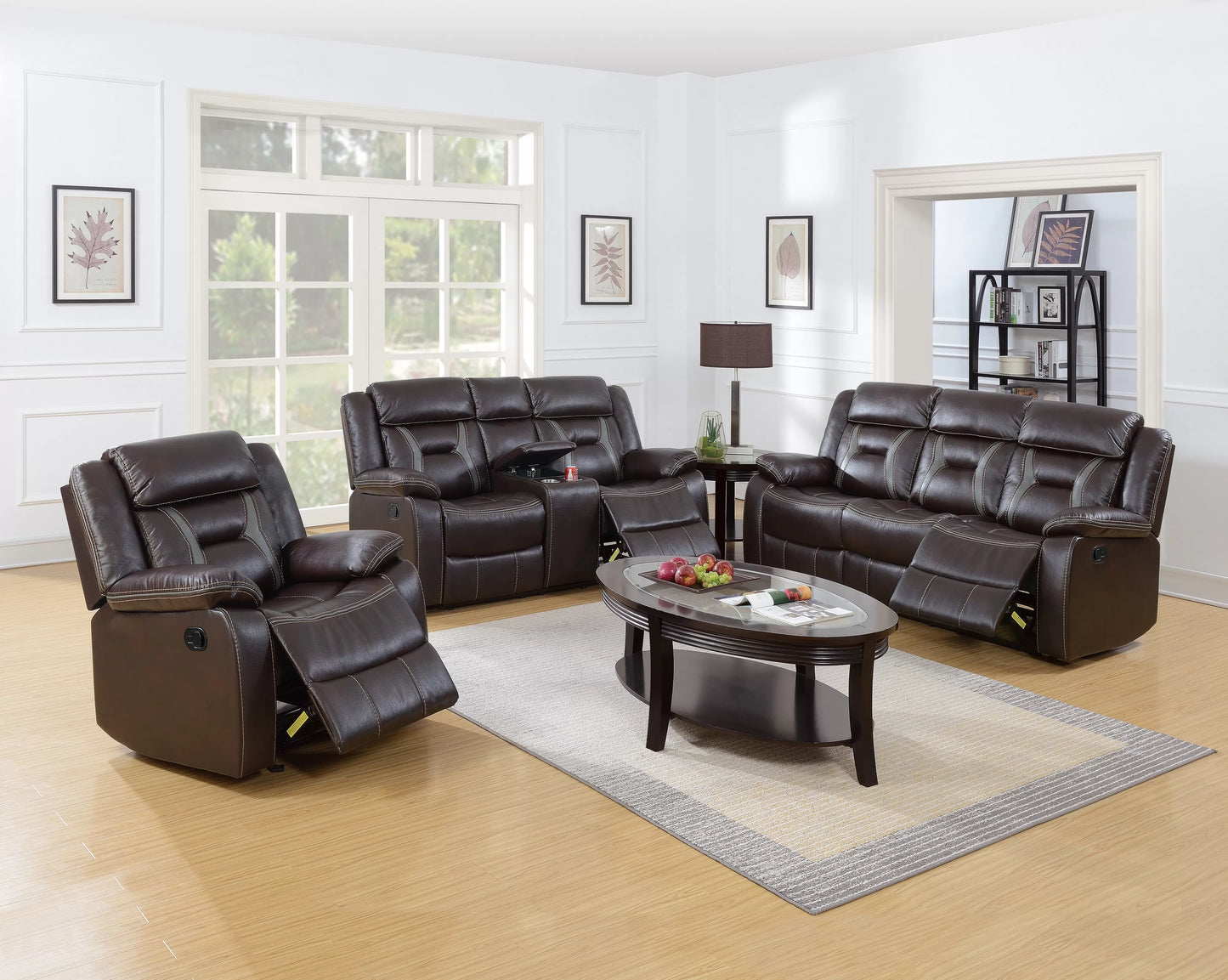 Sofa, Dark Brown, Gray, Gel Leatherette