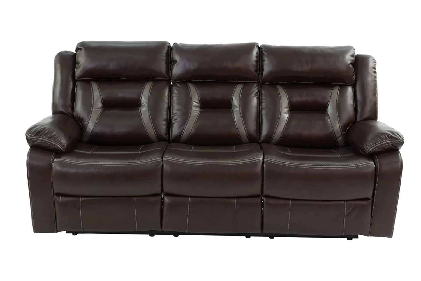 Sofa, Dark Brown, Gray, Gel Leatherette