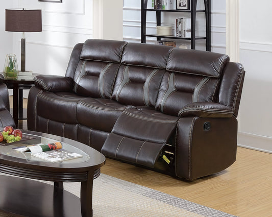 Sofa, Dark Brown, Gray, Gel Leatherette