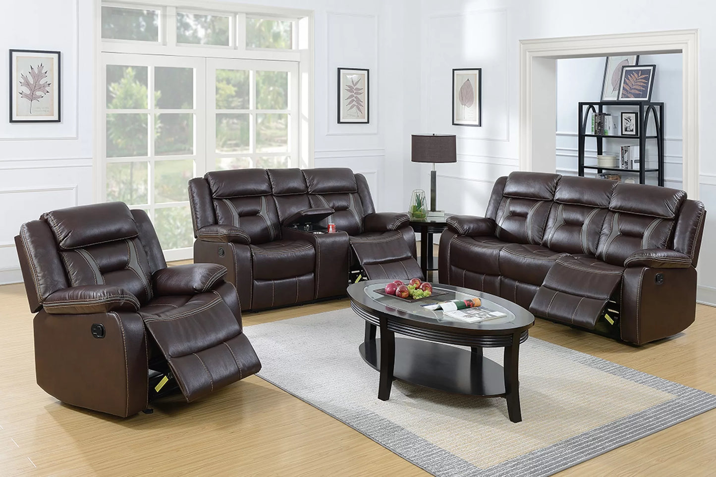 Single Recliner, Dark Brown, Gray, Gel Leatherette