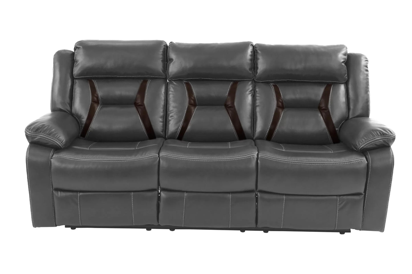 Sofa, Dark Brown, Gray, Gel Leatherette