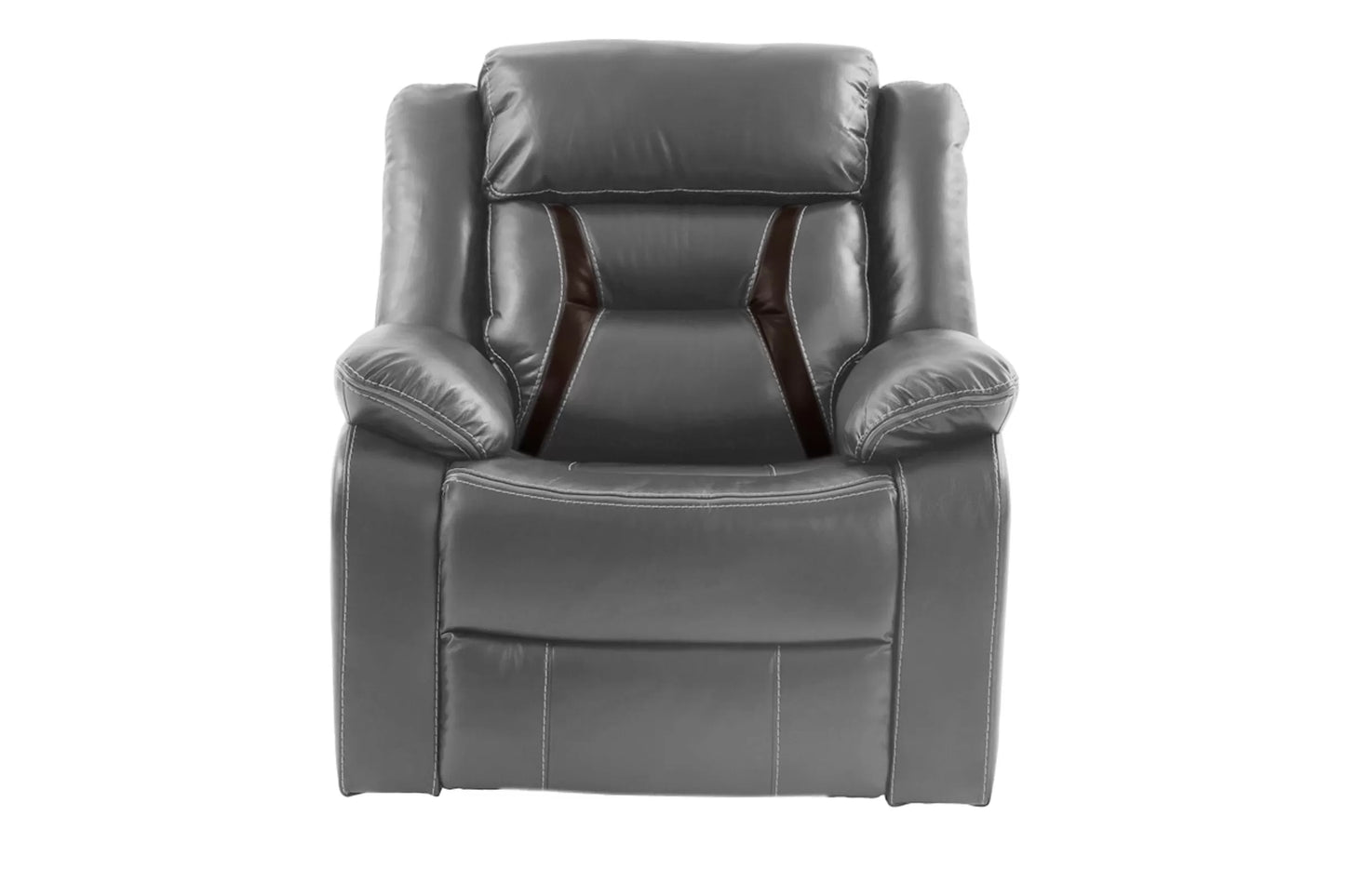 Single Recliner, Dark Brown, Gray, Gel Leatherette