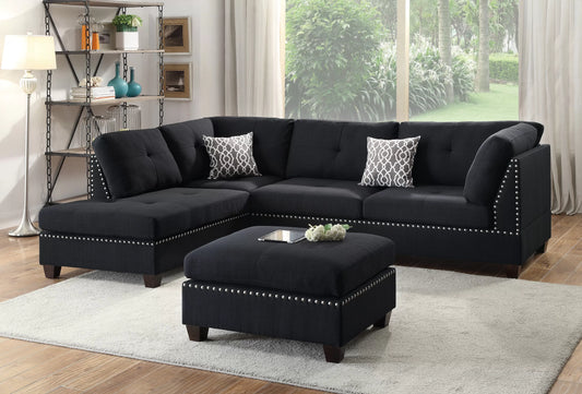 3-Pieces Reversible Sectional Sofa Set