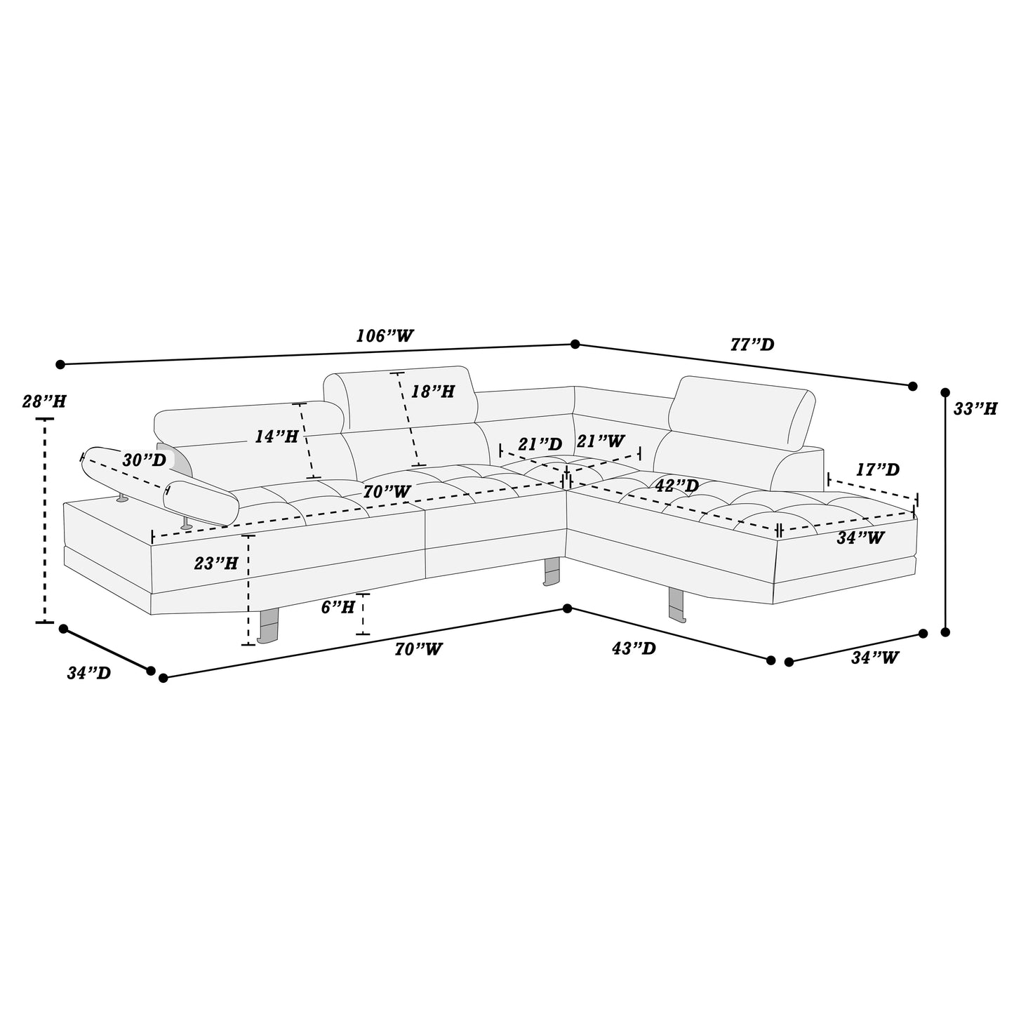 2-Pieces Sectional Sofa