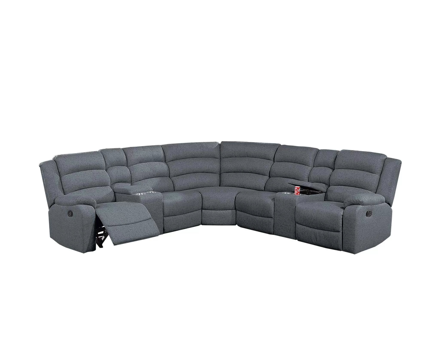 Motion Sectional, Dark Gray, Sincere Bone, Burlap-Like Fabric