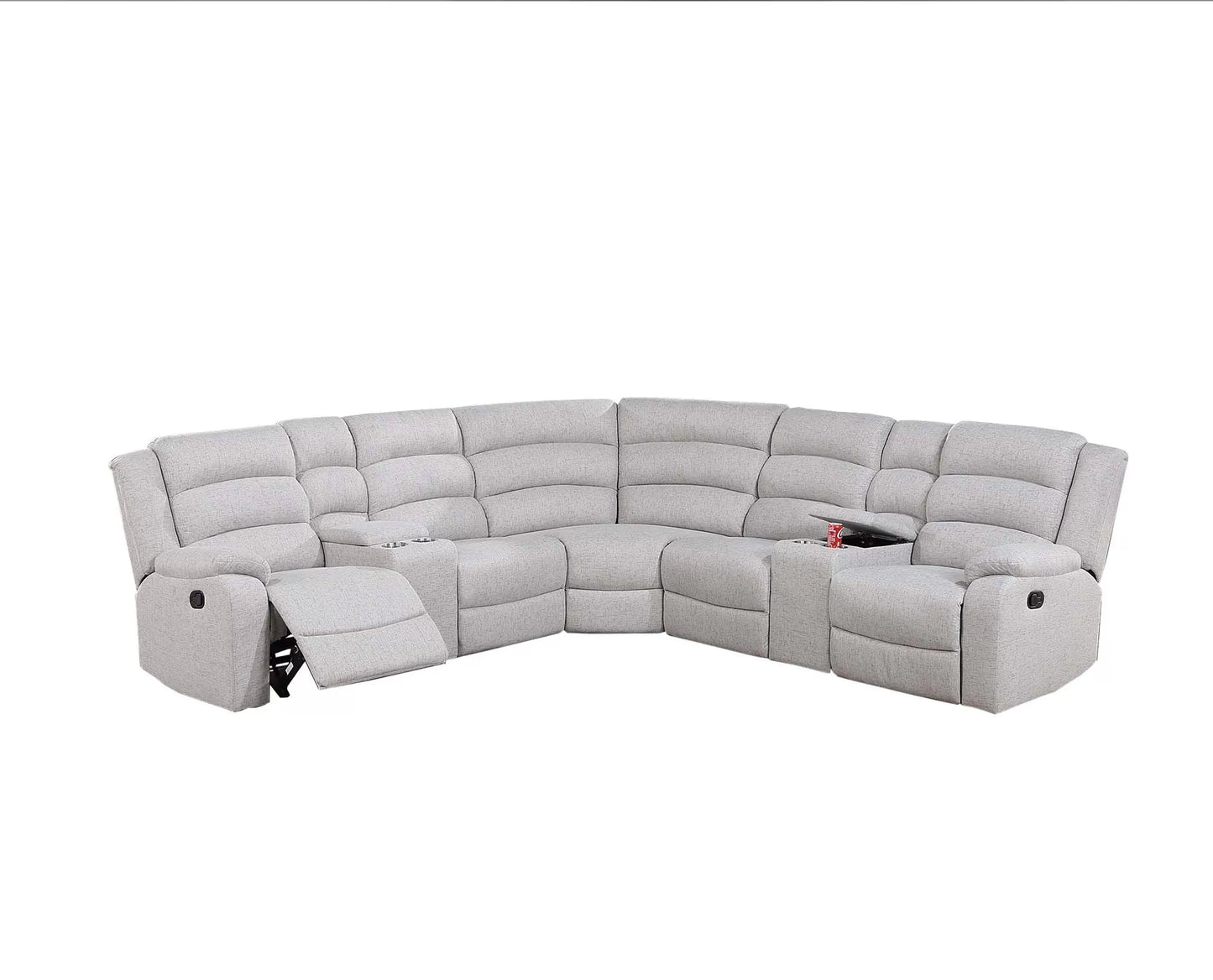 Motion Sectional, Dark Gray, Sincere Bone, Burlap-Like Fabric