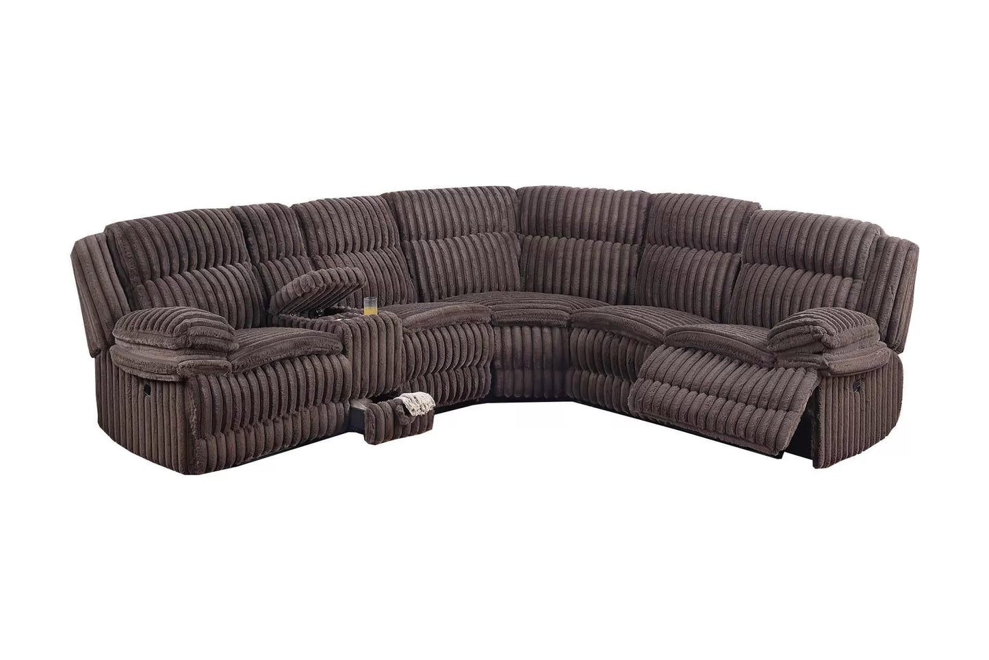 Motion Sectional, Chocolate, Light Gray, Fur-Like Jumbo Corduroy