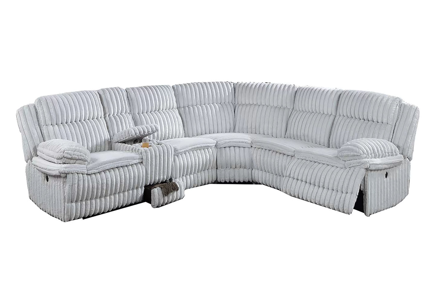 Motion Sectional, Chocolate, Light Gray, Fur-Like Jumbo Corduroy