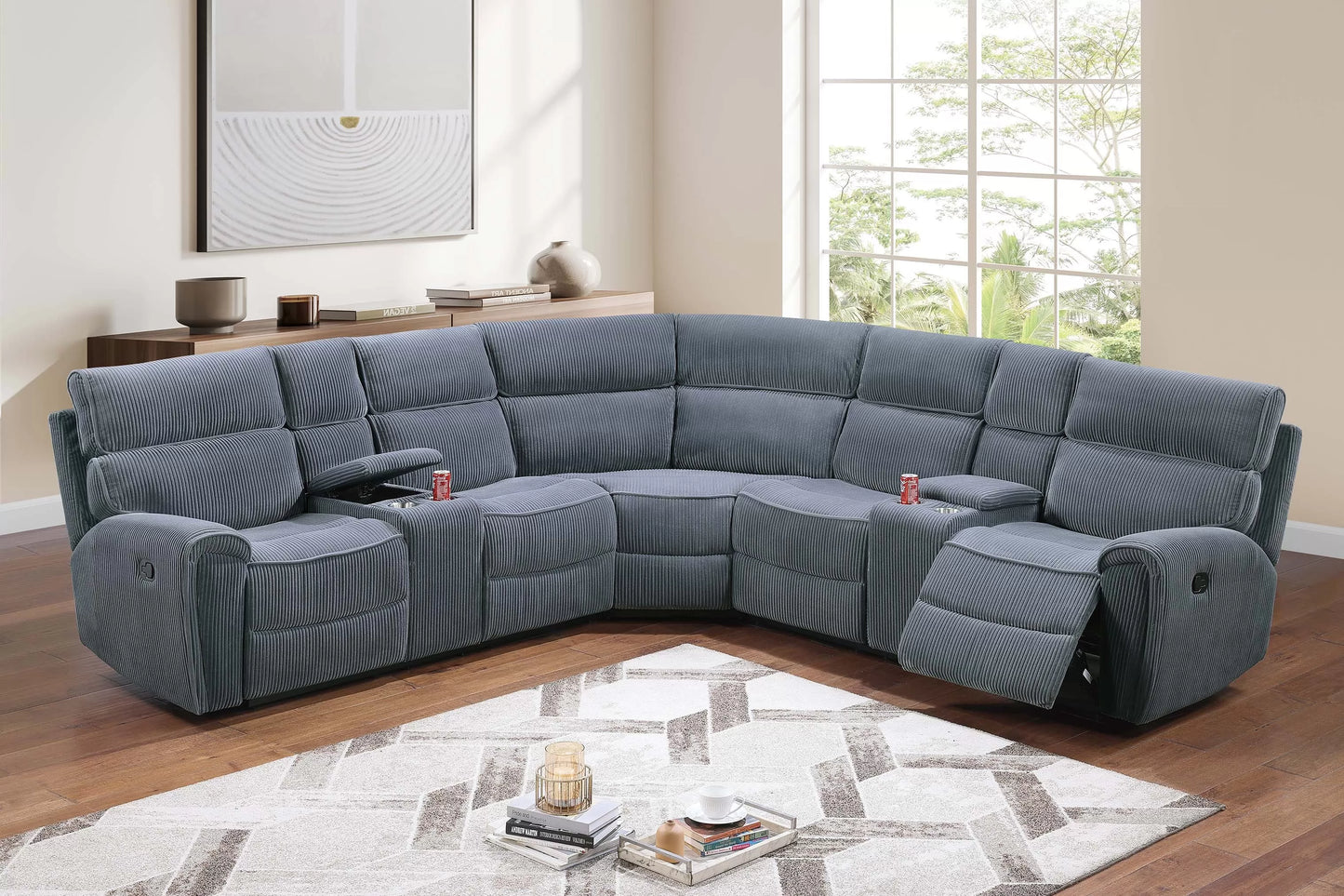 Motion Sectional, Dark Gray, Chocolate, Corduroy