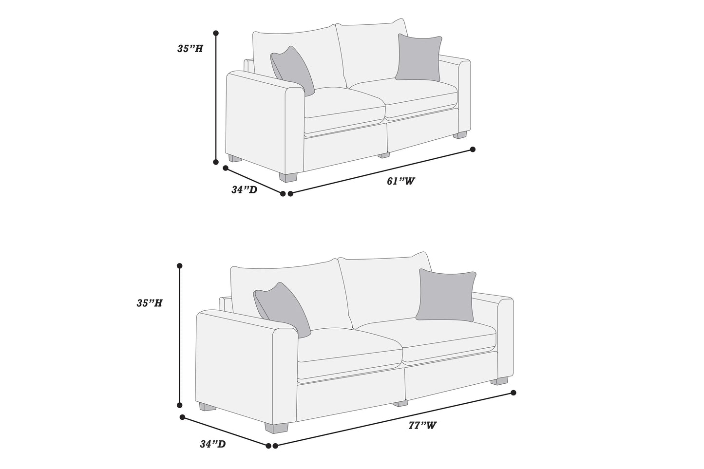 2-Pieces Sofa Set