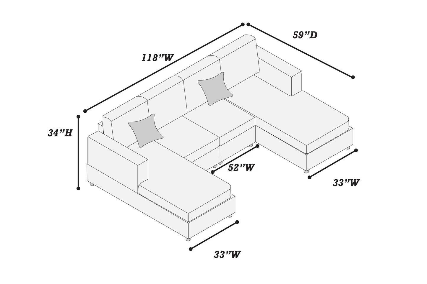 3-Pieces Sectional Sofa
