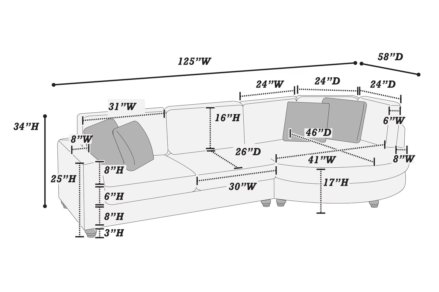 2-Pieces XL Sectional Sofa