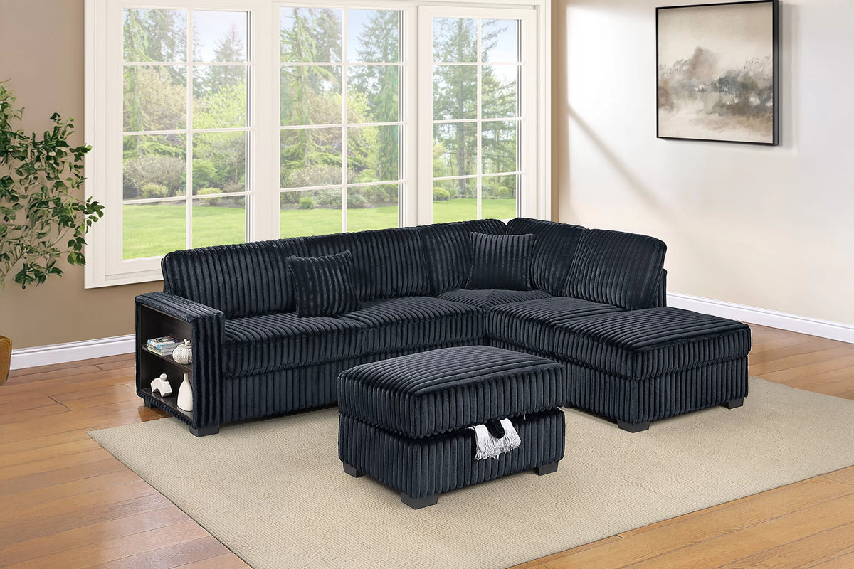 3-Pieces Reversible Sectional Sofa Set