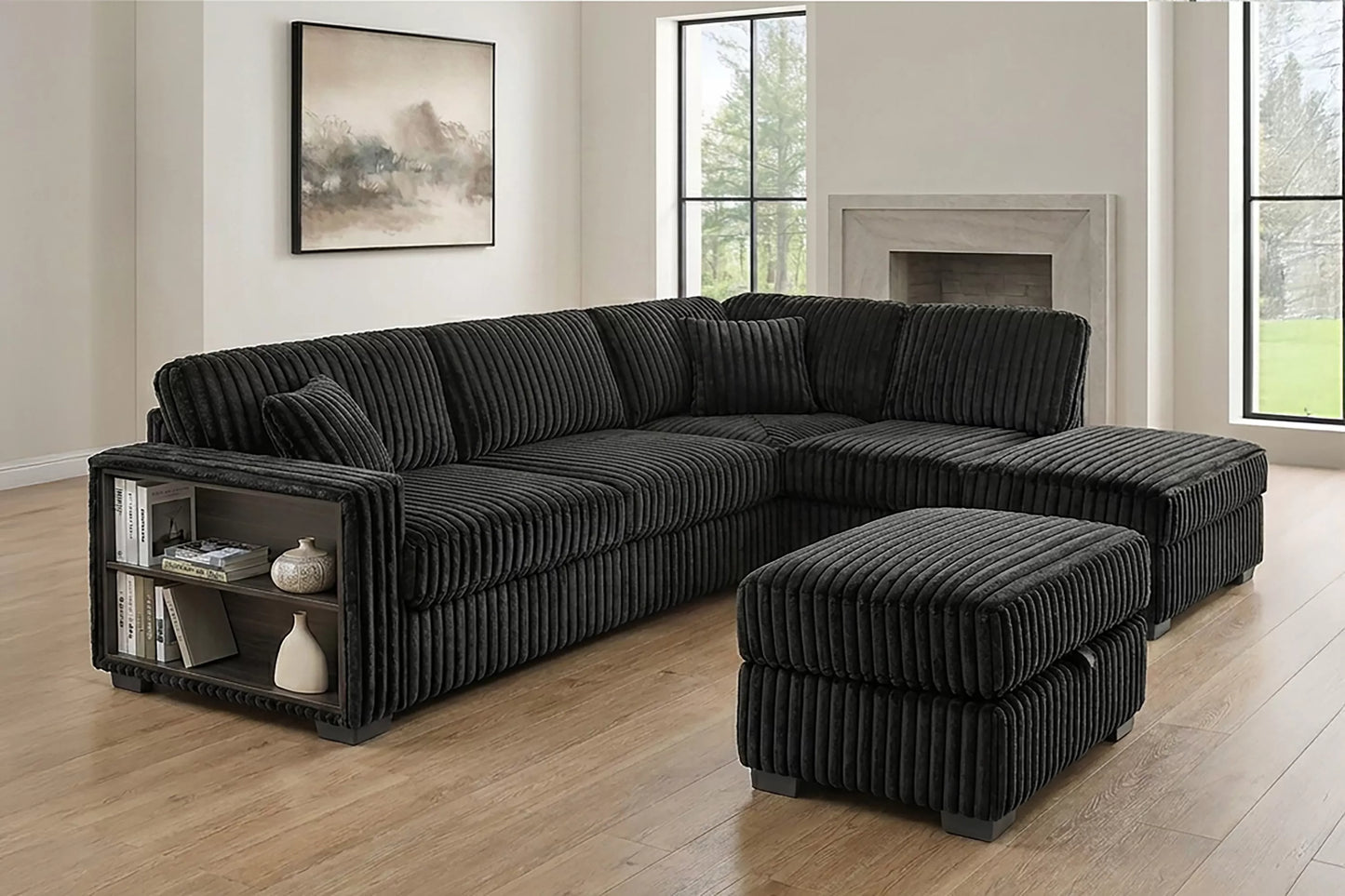 3-Pieces Reversible Sectional Sofa Set