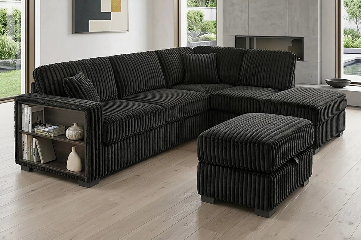3-Pieces Reversible Sectional Sofa Set