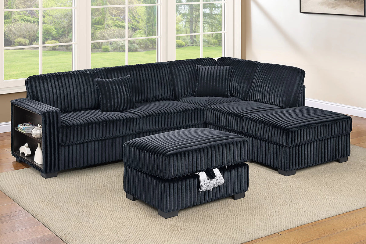3-Pieces Reversible Sectional Sofa Set