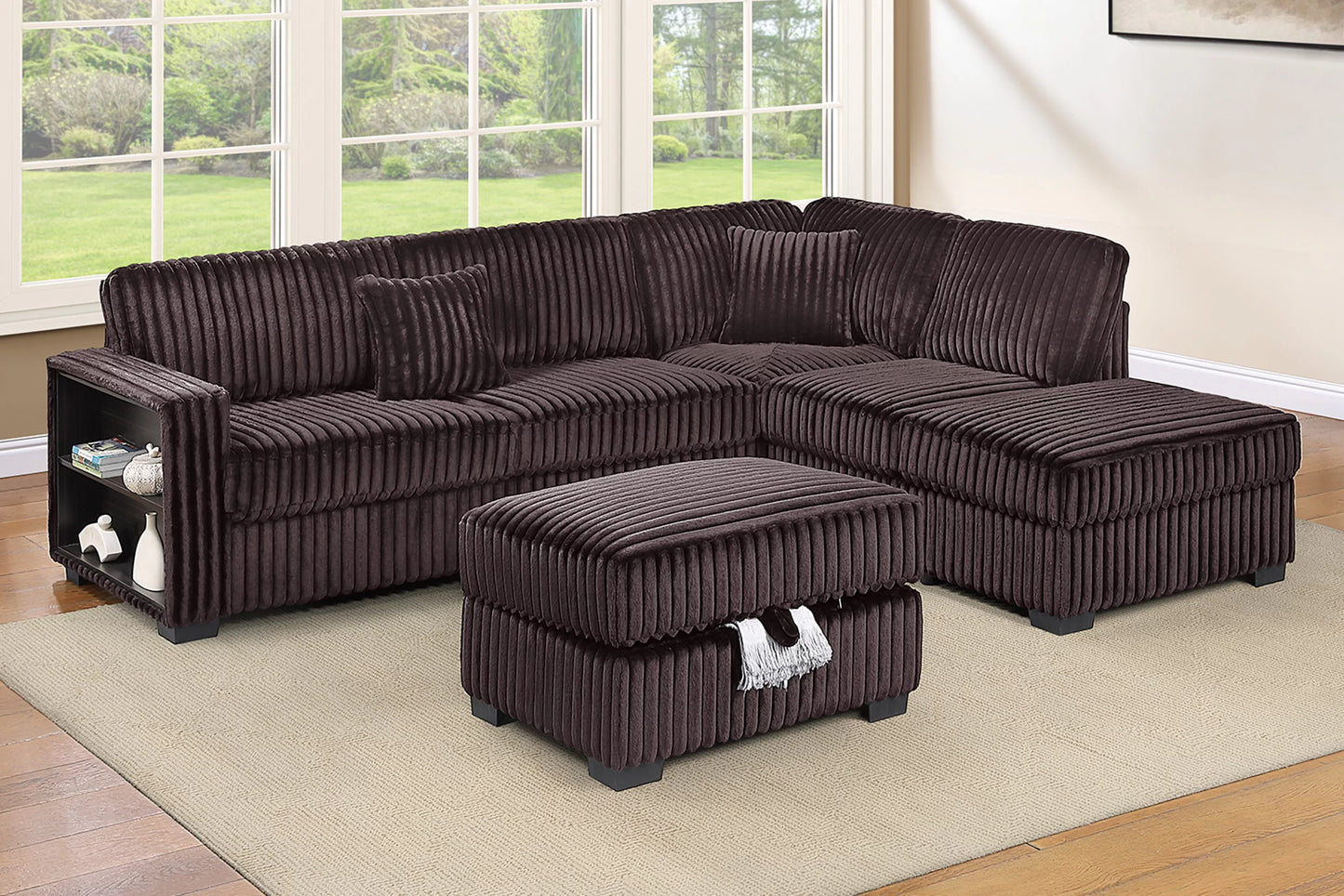 3-Pieces Reversible Sectional Sofa Set