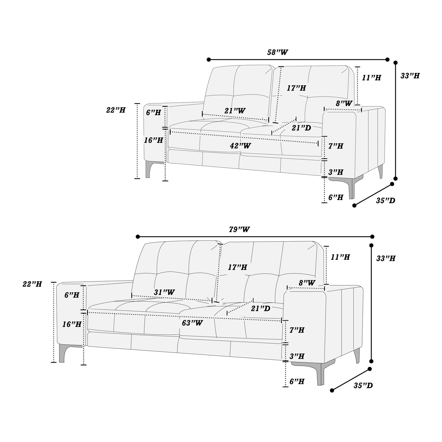 2-Pieces Sofa Set