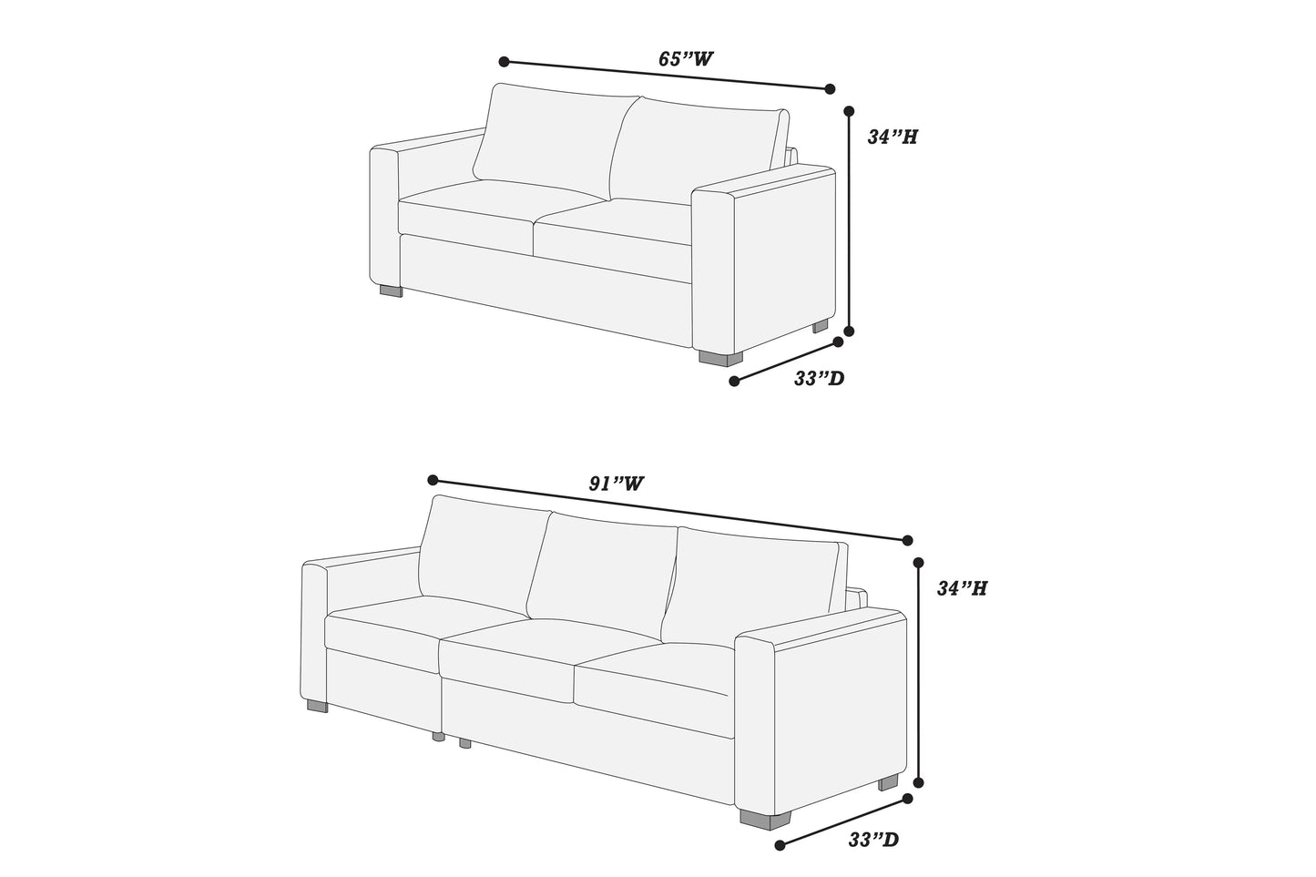 2-Pieces Sofa Set
