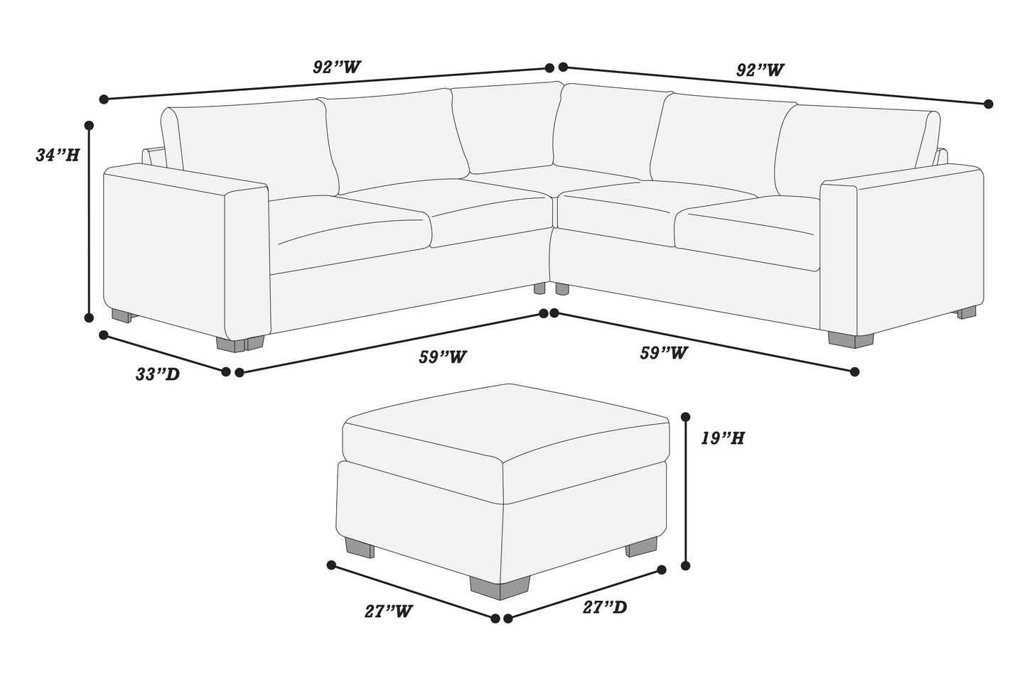 4-Pieces Sectional Sofa Set