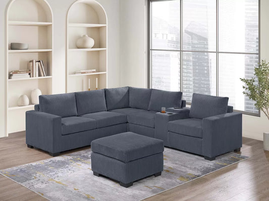 4-Pieces Reversible Sectional Sofa Set