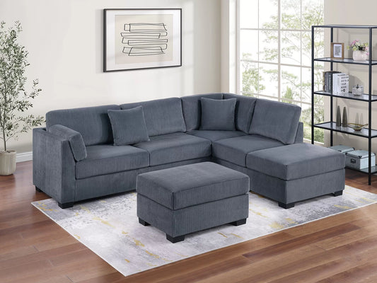 3-Pieces Reversible Sectional Sofa Set