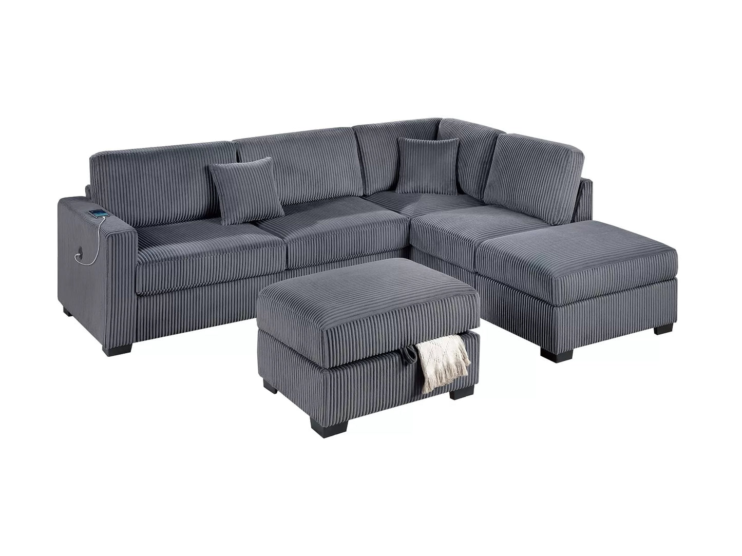 3-Pieces Reversible Sectional Sofa Set