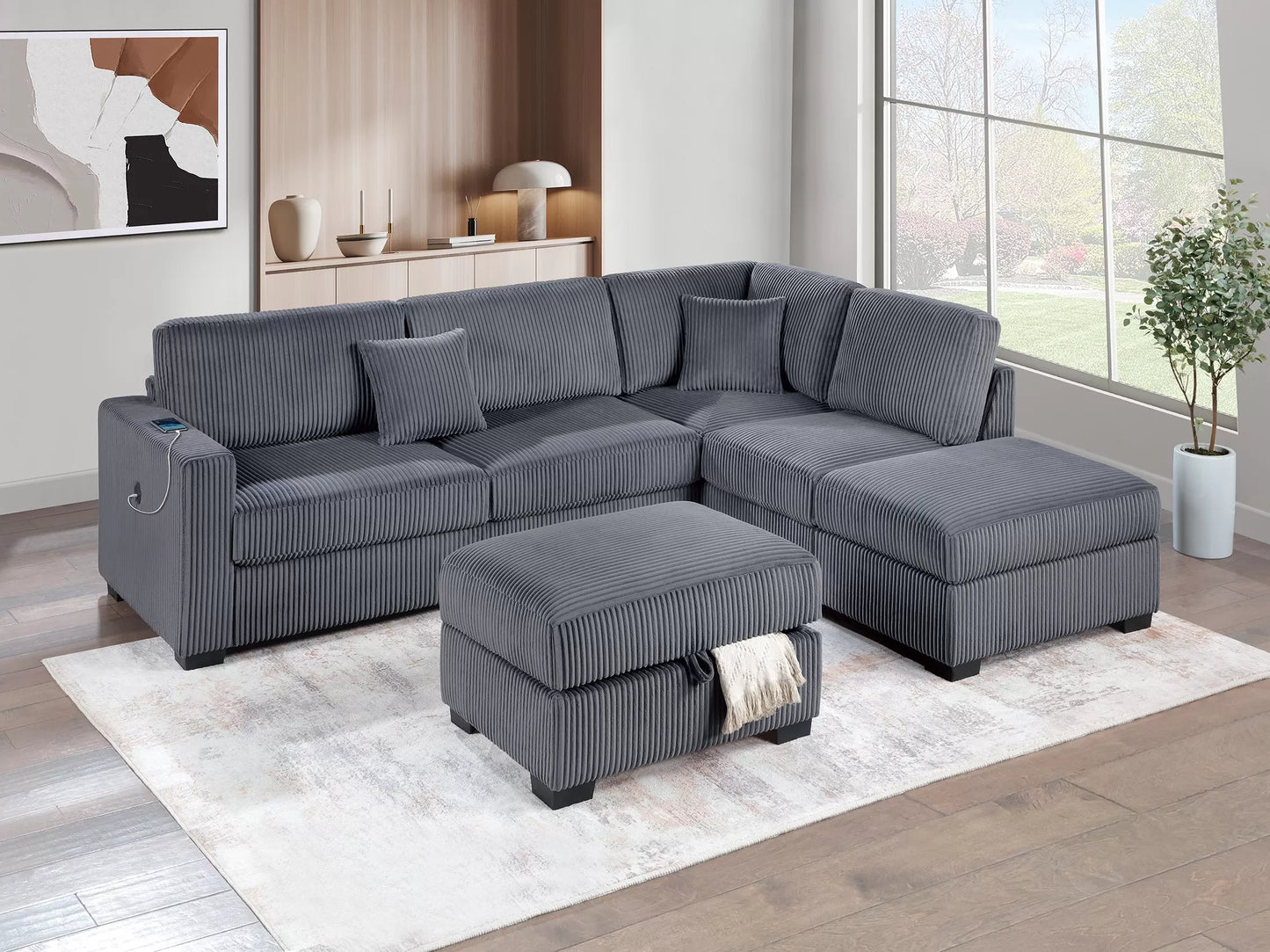 3-Pieces Reversible Sectional Sofa Set
