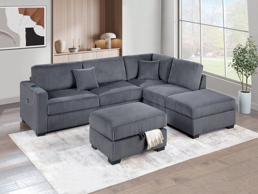 3-Pieces Reversible Sectional Sofa Set