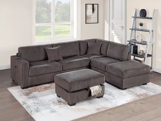 3-Pieces Reversible Sectional Sofa Set