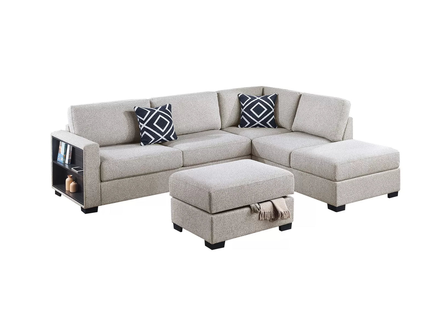 3-Pieces Reversible Sectional Sofa Set