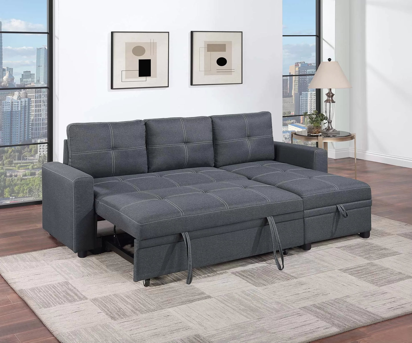 2-Pieces Reversible Convertible Sectional Sofa