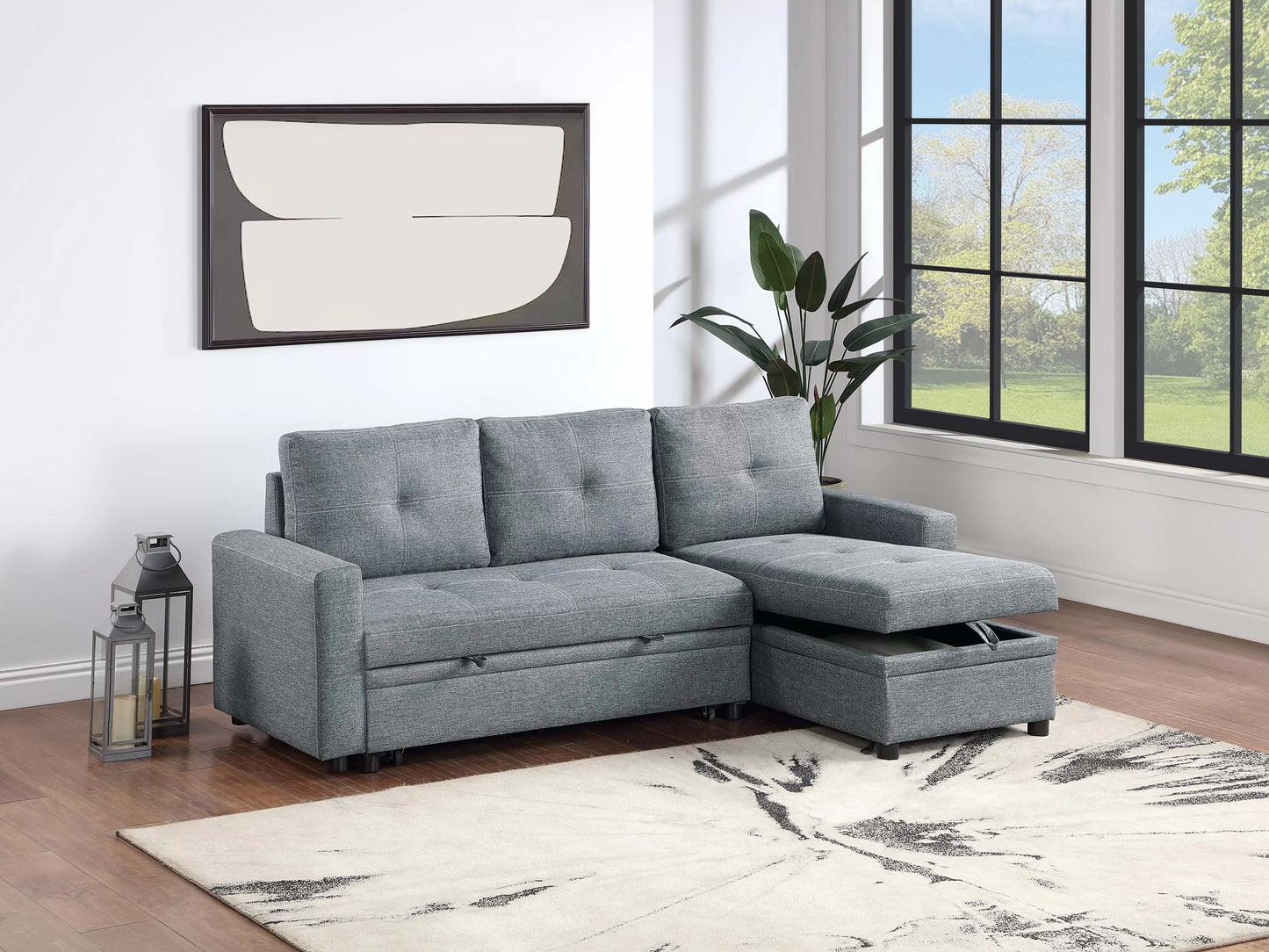 2-Pieces Reversible Convertible Sectional Sofa