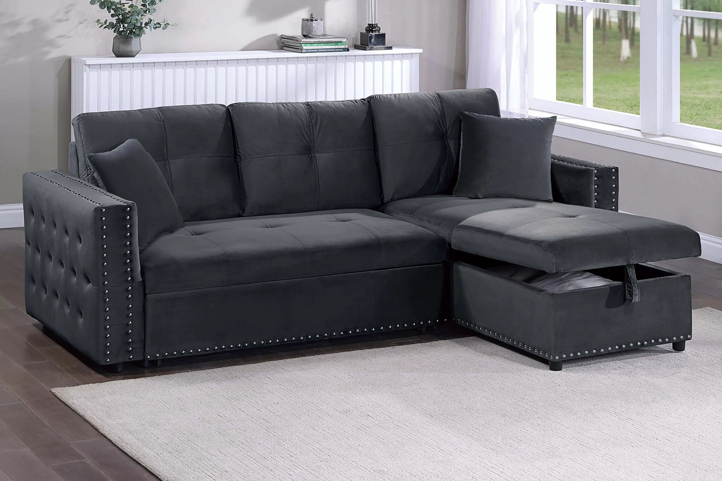 2-Pieces Reversible Convertible Sectional Sofa