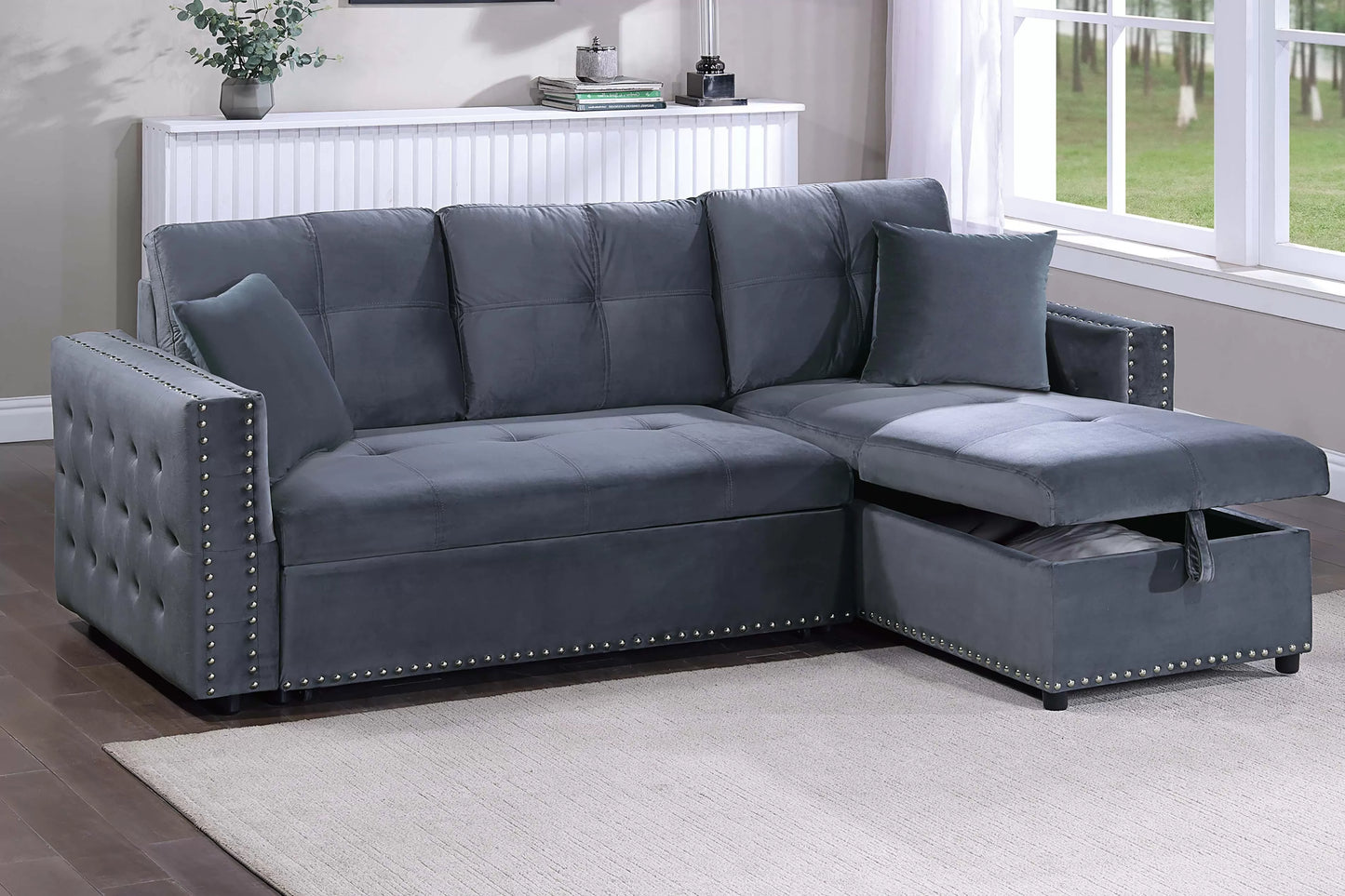 2-Pieces Reversible Convertible Sectional Sofa