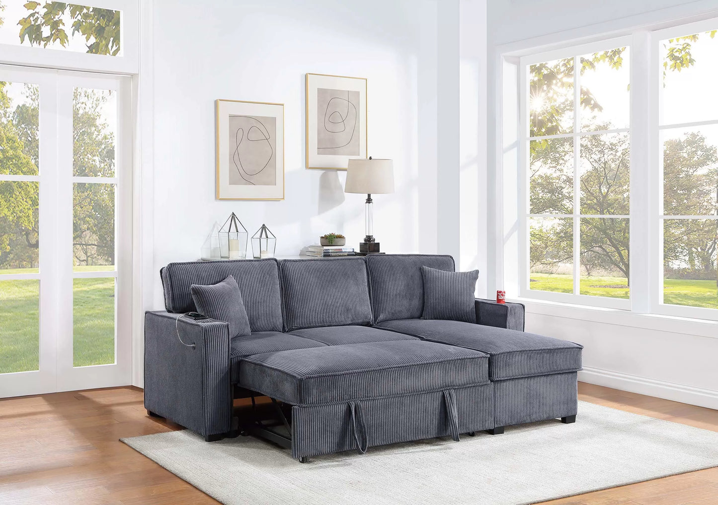 2-Pieces Reversible Convertible Sectional Sofa