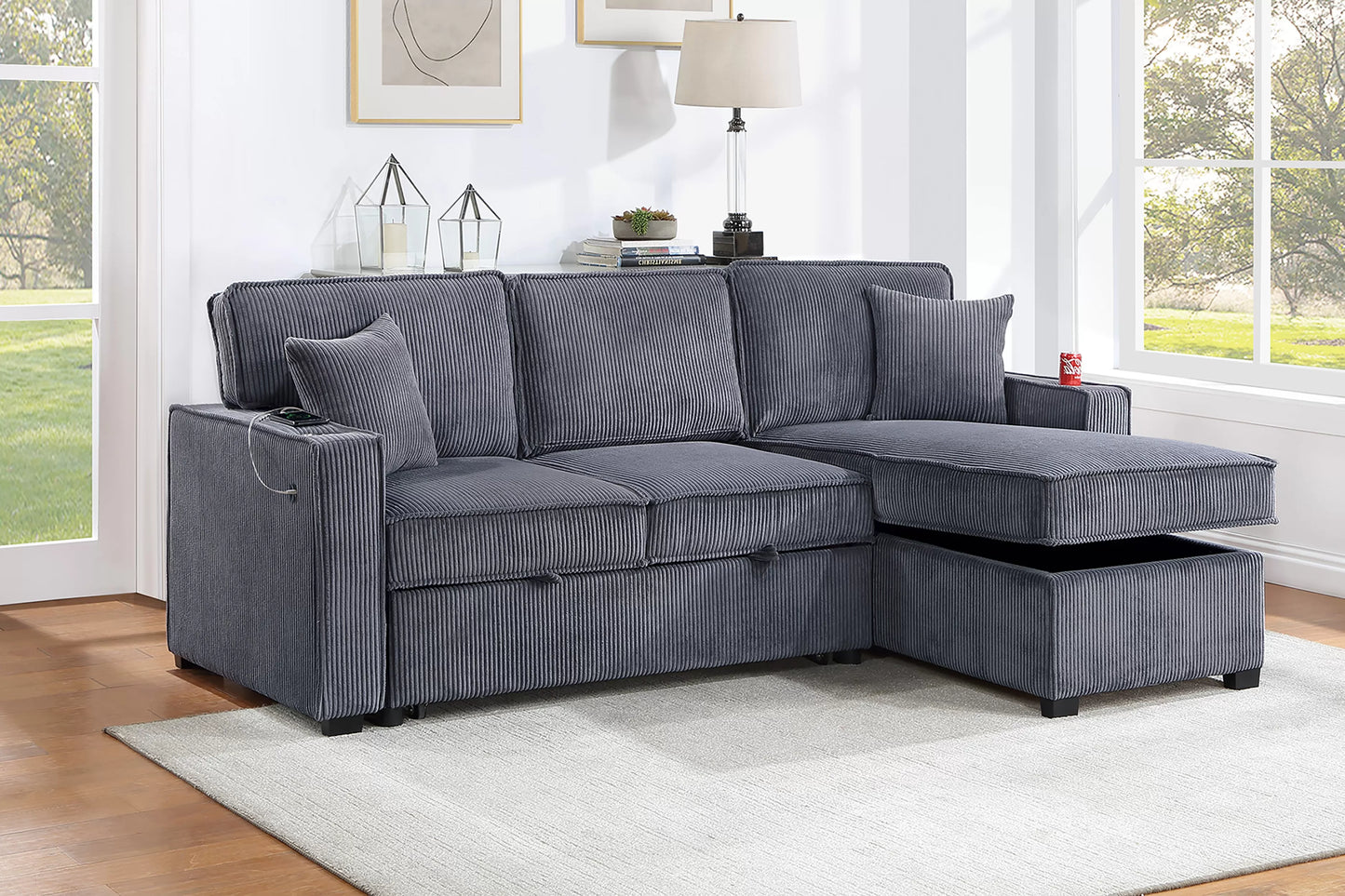 2-Pieces Reversible Convertible Sectional Sofa
