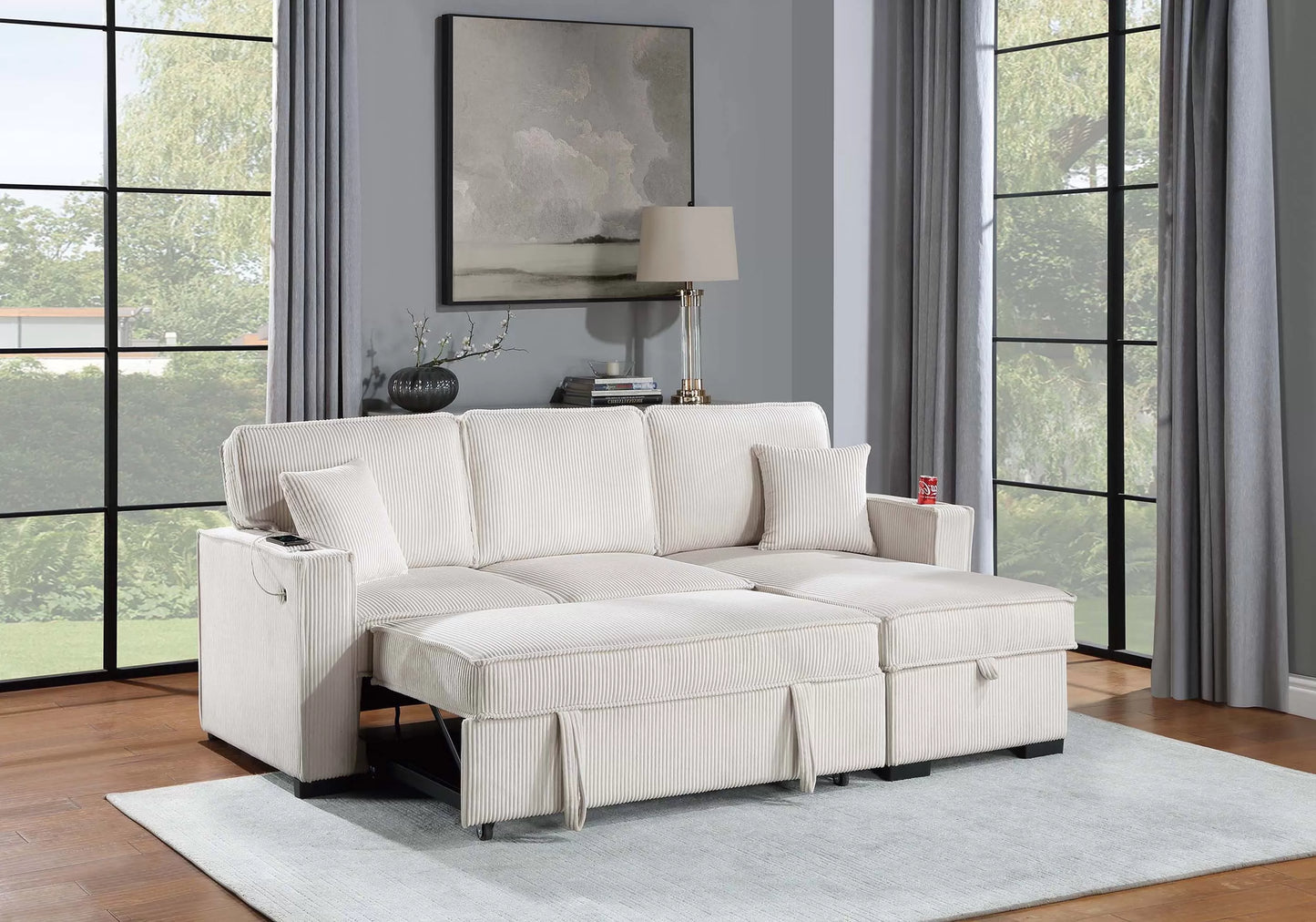 2-Pieces Reversible Convertible Sectional Sofa