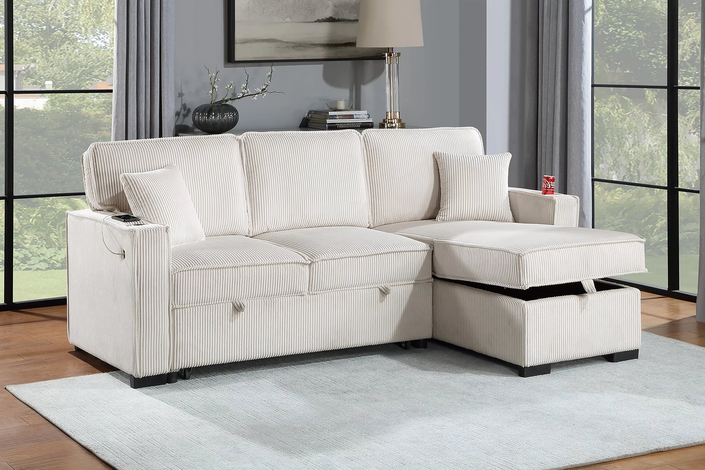 2-Pieces Reversible Convertible Sectional Sofa