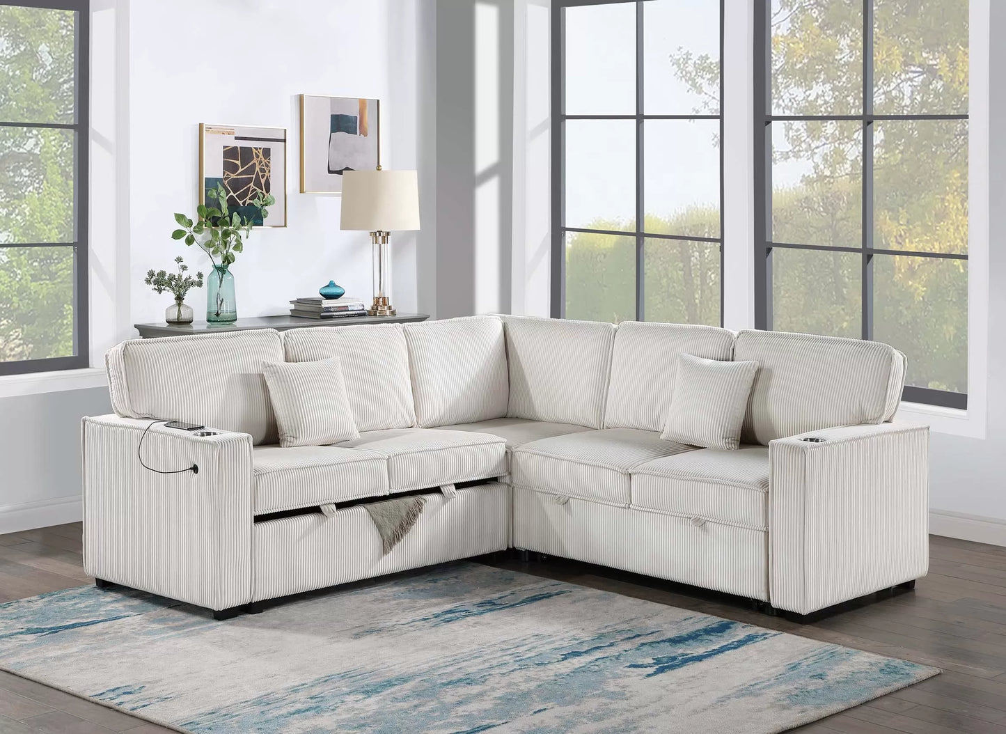 3-Pieces Reversible Convertible Sectional Sofa